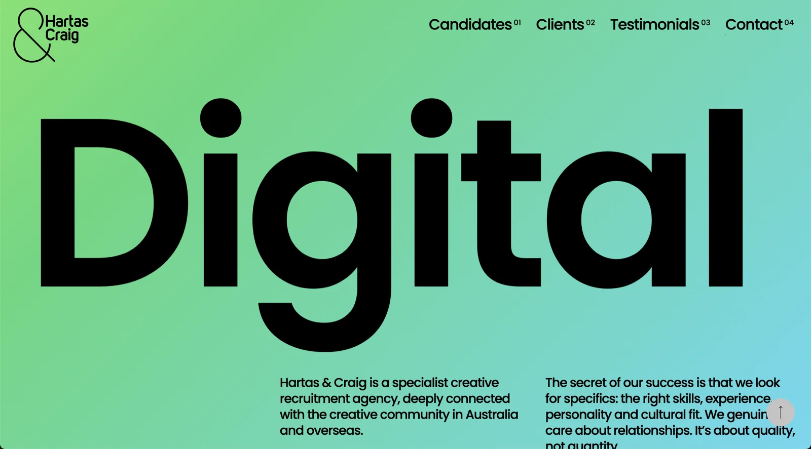 The Hartas and Craig website, a specialist creative recruitment agency